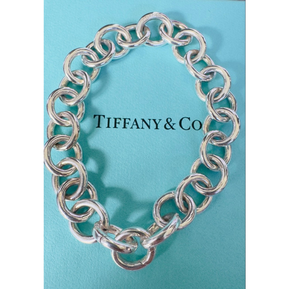 TIFFANY Co Sterling Silver Large Link Bracelet End Clasping Links 7.9” - Picture 3 of 5
